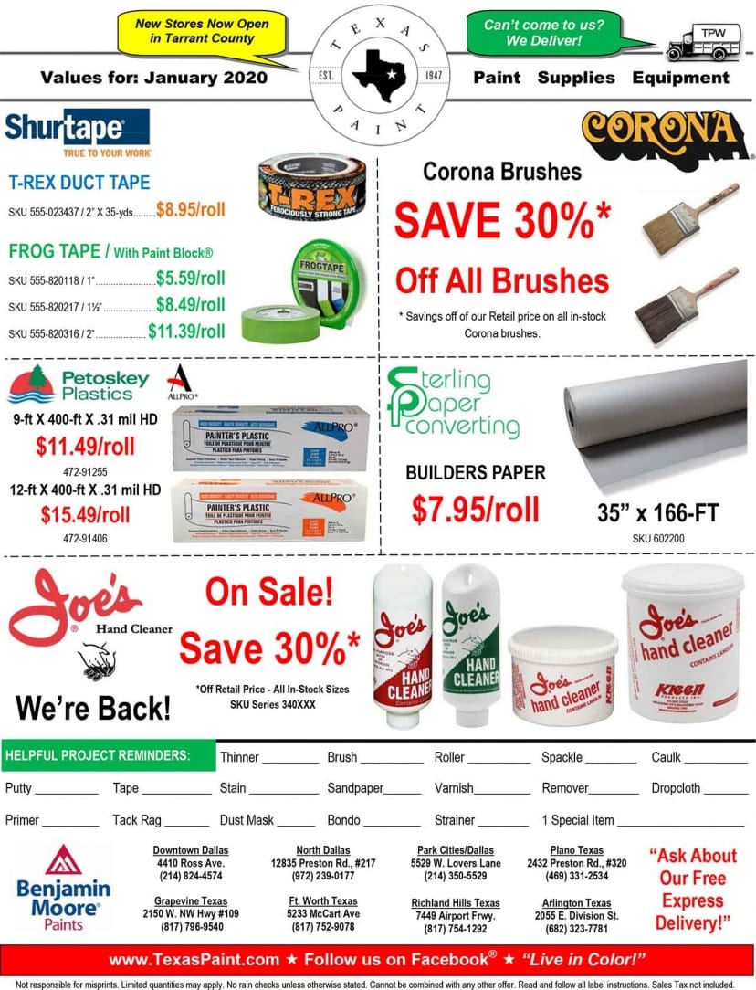 Monthly Specials & Offers Texas Paint & Wallpaper